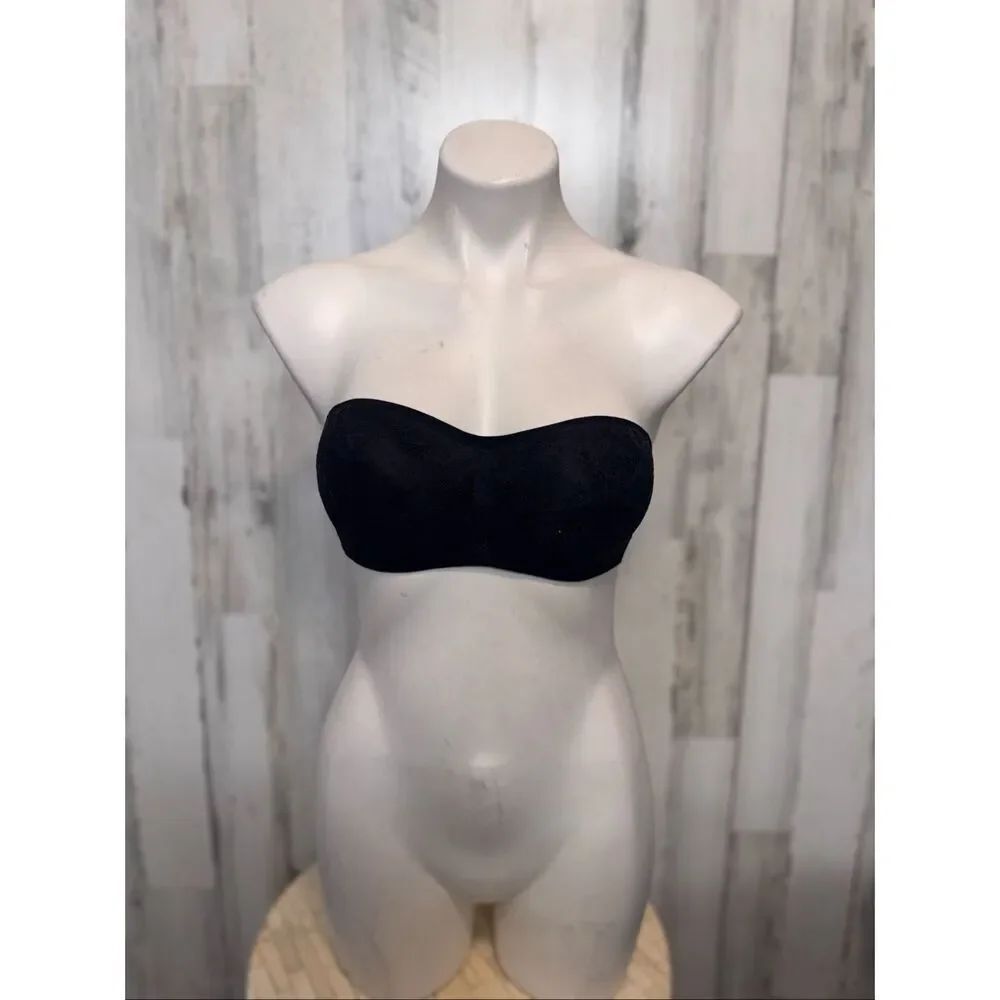 Hype Black Strapless Lace Bra Bandeau XL Wireless Seamless Tube Bra
